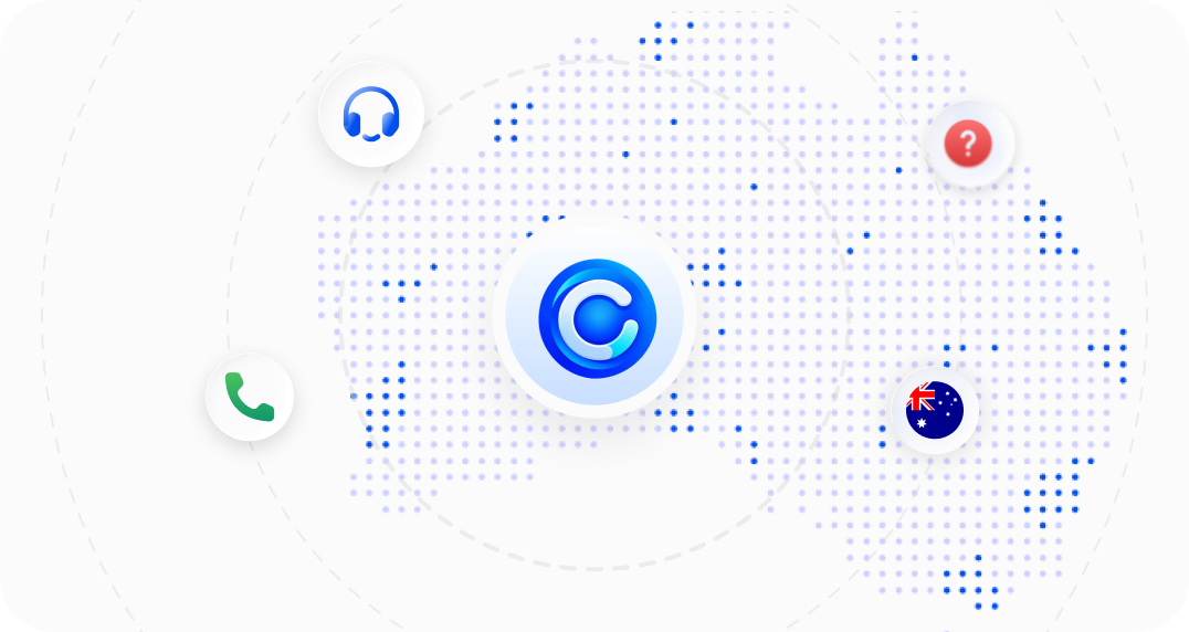Australia map with local support channels