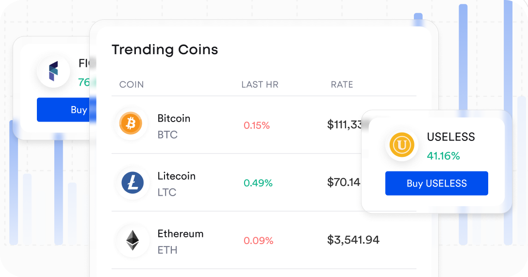 Trending coins list and buy flow